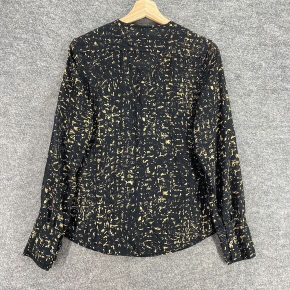 Converse One Star Blouse Women M Medium Black Geometric Button Up Long Sleeve - Picture 2 of 9